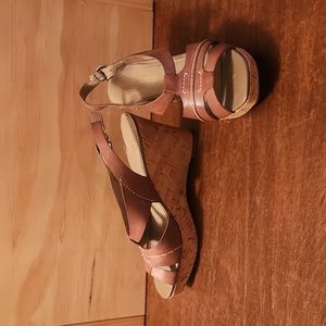 Franco Sanco Wedge Brown Sandal size 9 almost brand new